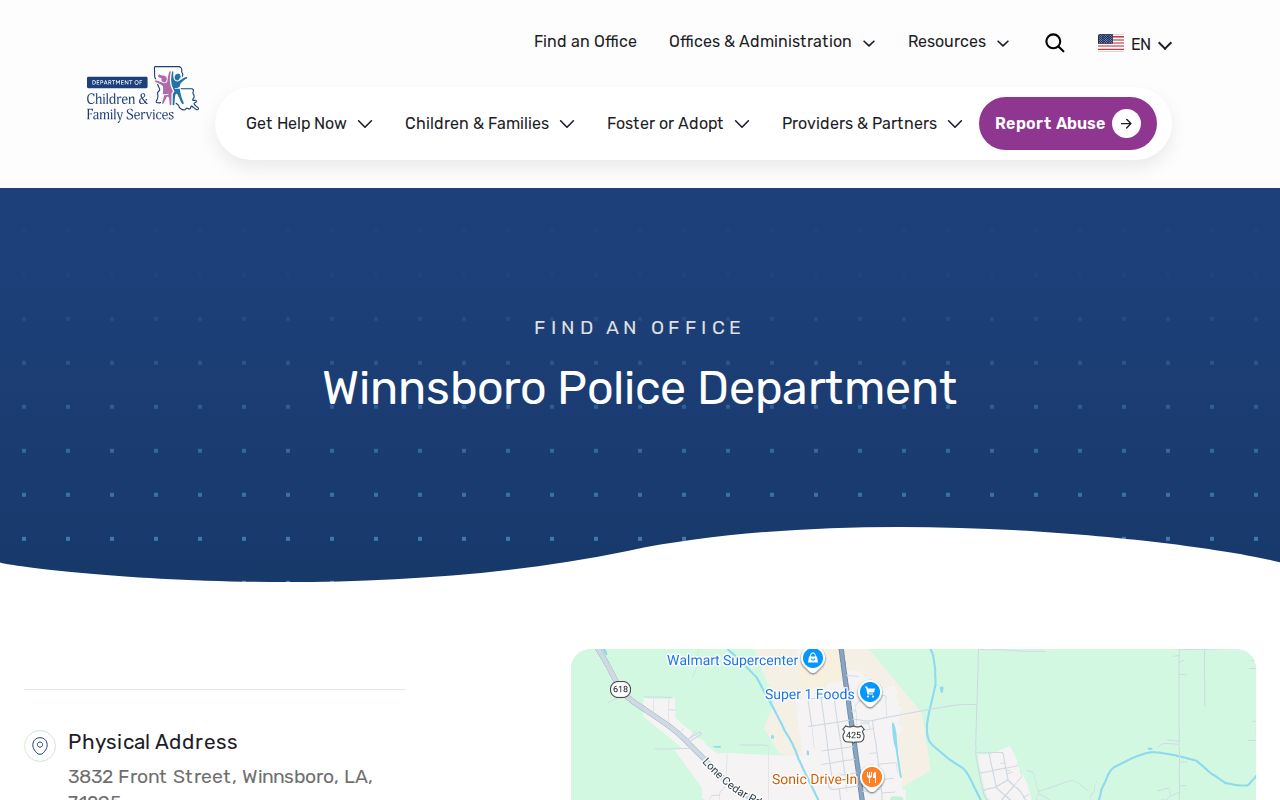Winnsboro warrant records: state directory contact card for the Winnsboro Police Department